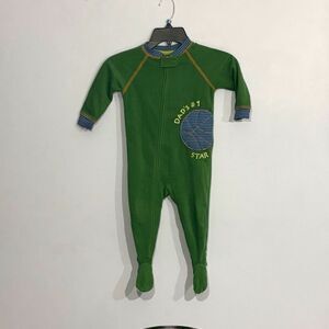 Carter's Boys Soft Fleece Green Basketball Pjs Footie Winter Pajamas Size 18M